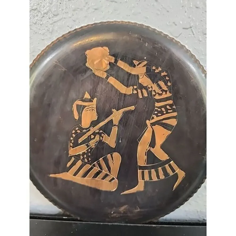 Vintage hand made Egyptian‎ copper wall decor plaque traditional motives
